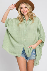 Mint Green Plaid Maternity Button Down Blouse