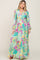 Turquoise Floral Side Cutout Maternity Maxi Dress