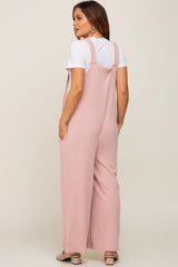 Light Pink Ribbed Maternity Wide Leg Jumpsuit