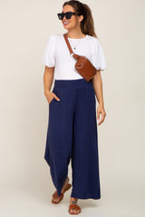 Navy Wide Leg Maternity Pants