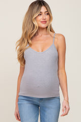 Heather Grey Ribbed Basic Maternity Tank Top