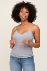 Heather Grey Ribbed Basic Tank Top