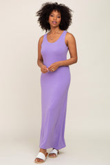 Lavender Sleeveless Maternity Maxi Dress