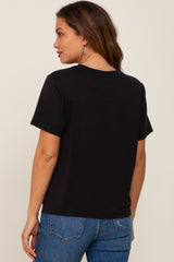 Black Basic Cropped Maternity T-Shirt