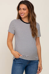 White Striped Basic Maternity Tee