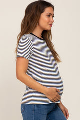 White Striped Basic Maternity Tee