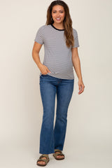 White Striped Basic Maternity Tee