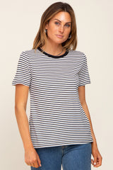 White Striped Basic Maternity Tee