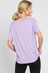 Lavender V-Neck Relaxed Short Sleeve Top