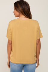 Gold V-Neck Relaxed Maternity Short Sleeve Top