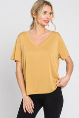 Gold V-Neck Relaxed Short Sleeve Top