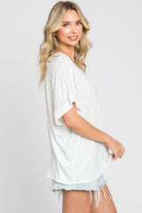 Ivory Rib Knit V-Neck Top