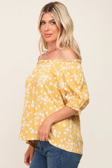 Yellow Floral Ruffle Accent Top