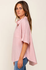 Light Pink Striped Collared Top