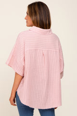 Light Pink Striped Collared Top