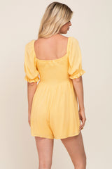 Yellow Smocked Puff Sleeve Romper