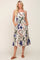 Cream Floral Sleeveless Midi Dress