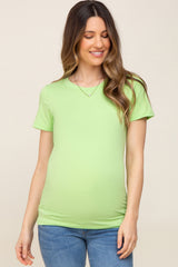 Lime Basic Crew Neck Maternity Tee