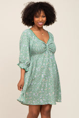 Mint Floral 3/4 Sleeve Dress