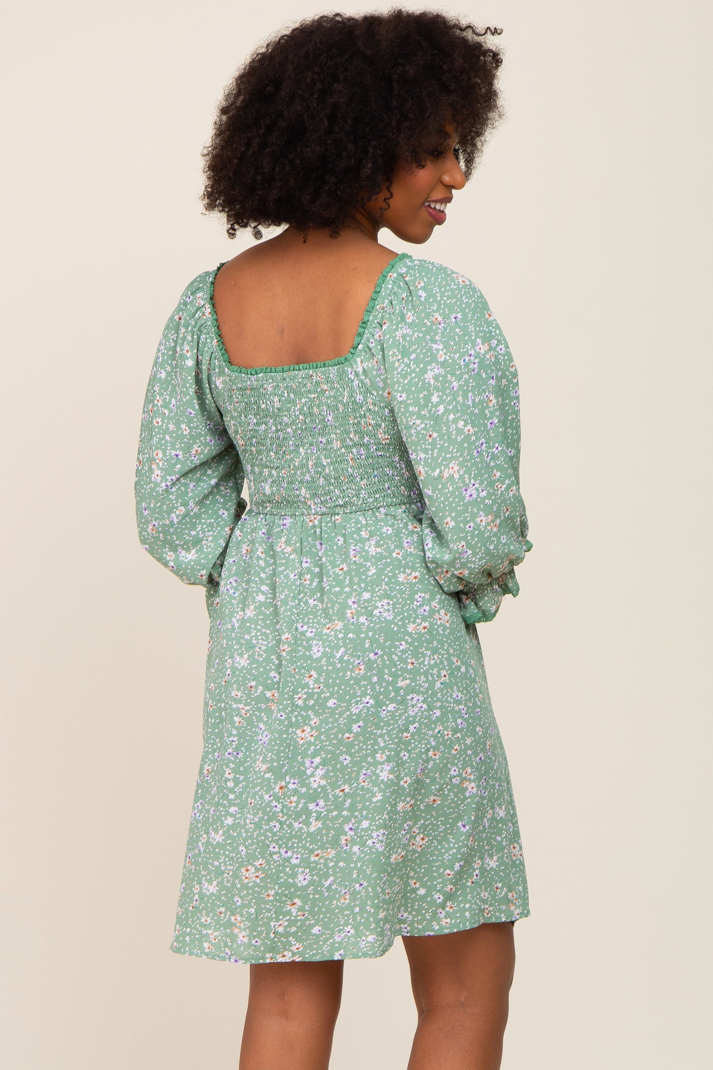 Mint Floral 3/4 Sleeve Dress