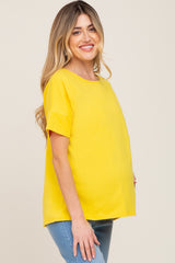 Yellow Short Cuff Sleeve Maternity Top