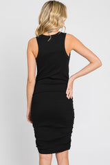 Black Ribbed Sleeveless Dress