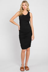 Black Ribbed Sleeveless Dress