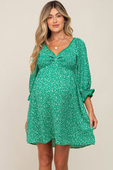 Green Floral 3/4 Sleeve Maternity Dress