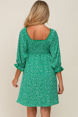 Green Floral 3/4 Sleeve Maternity Dress