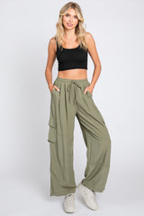 Olive Drawstring Waist Cargo Pants