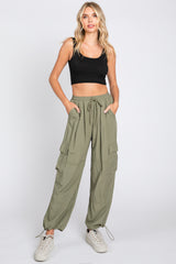 Olive Drawstring Waist Cargo Pants