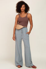 Sage Smocked Waist Wide Leg Linen Maternity Pants