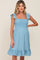 Light Blue Textured Sleeveless Smocked Maternity Dress