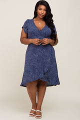 Navy Polka Dot Nursing Plus Wrap Dress