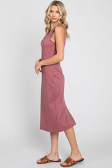 Mauve Sleeveless Back Cutout Midi Dress