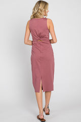 Mauve Sleeveless Back Cutout Midi Dress