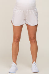 Ivory Curved Hem Active Maternity Shorts