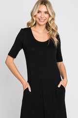 Black Scoop Neck Maxi Dress