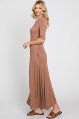 Mocha Scoop Neck Maxi Dress