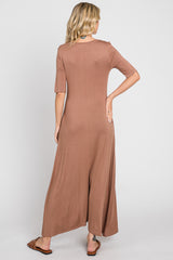 Mocha Scoop Neck Maxi Dress