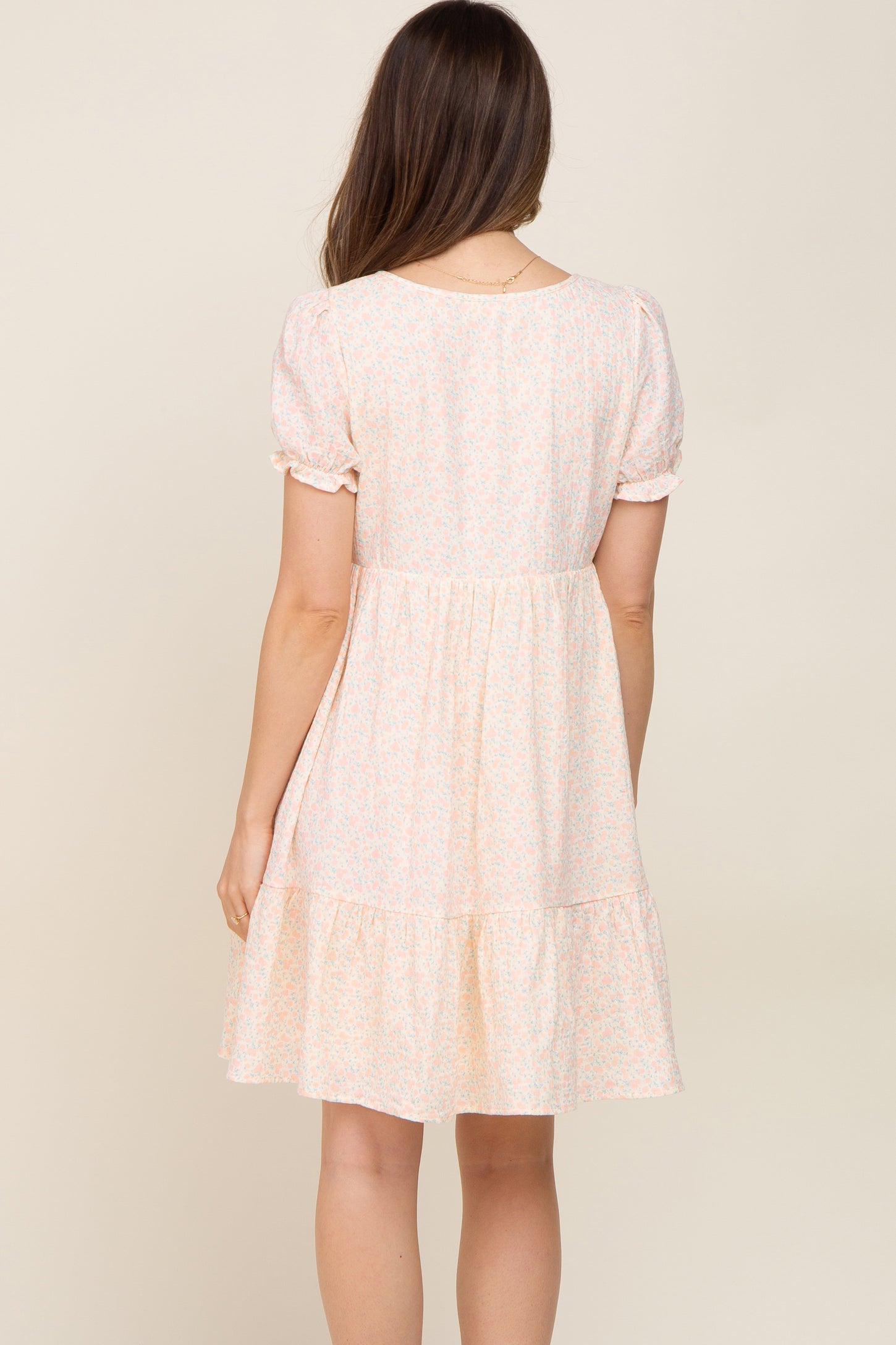 Cream Micro Floral Maternity Babydoll Dress