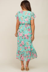 Mint Multi-Color Floral Maternity Maxi Dress