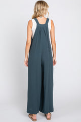 Dark Teal Pocket Front Wide Leg Jumpsuit