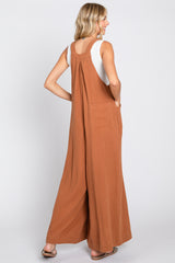 Rust Pocket Front Wide Leg Jumpsuit