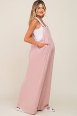 Mauve Sleeveless Wide Leg Maternity Jumpsuit