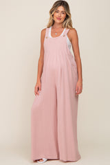 Mauve Sleeveless Wide Leg Maternity Jumpsuit