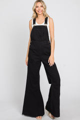 Black Denim Distressed Wide Leg Maternity Overalls