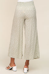 Mint Leaf Print Smocked Waist Pants