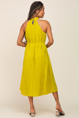 Lime Pleated Halter Midi Dress