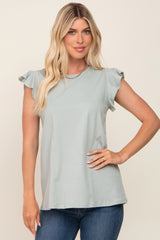 Mint Green Flounce Cap Sleeve Maternity Top